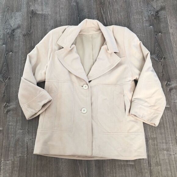 Vintage Juli de Roma Women's Button Front Cream Long Sleeve Coat Made In USA - Picture 1 of 7